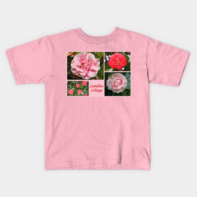 Camellia Collage Kids T-Shirt by RedHillDigital